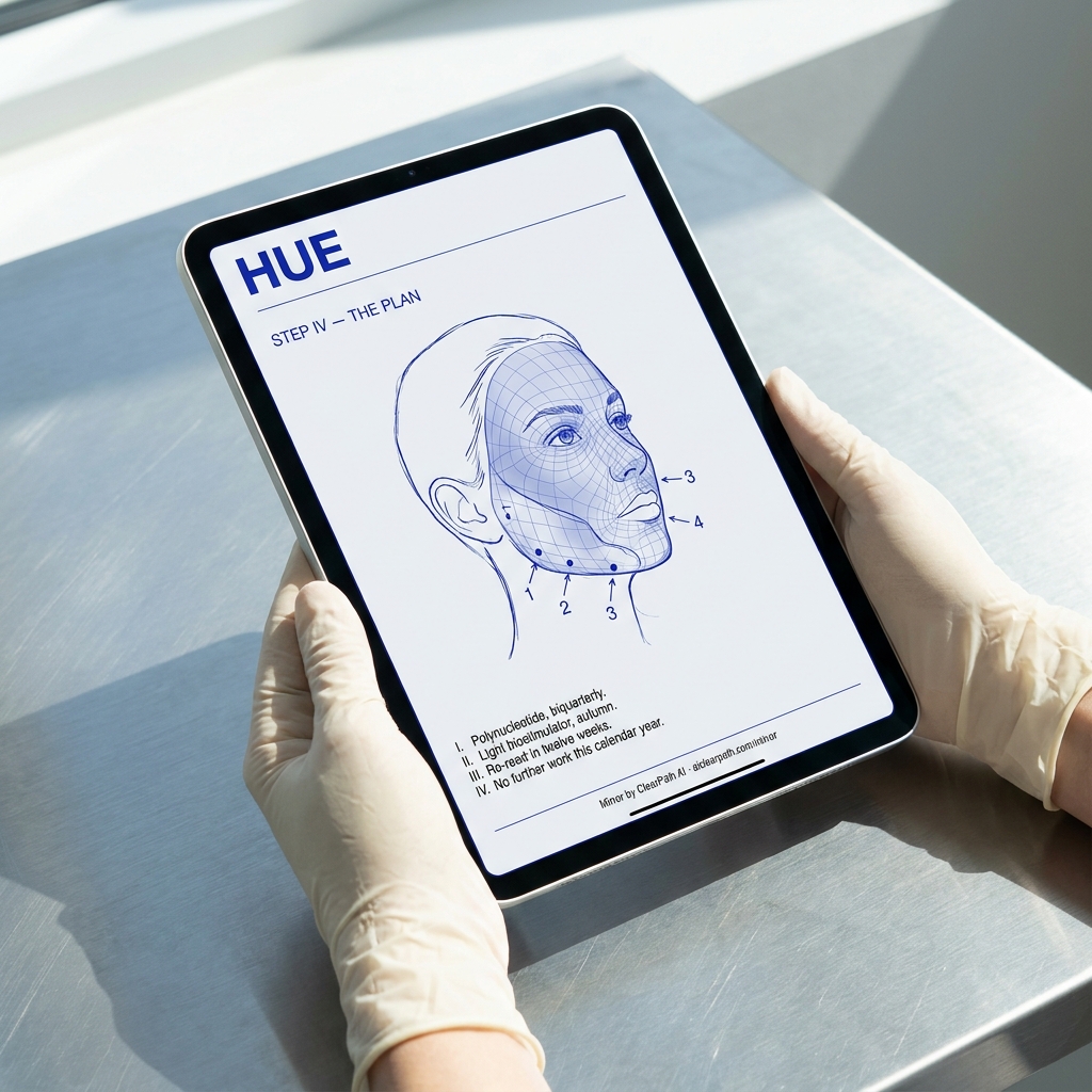 A Mirror treatment plan output with annotated injection points